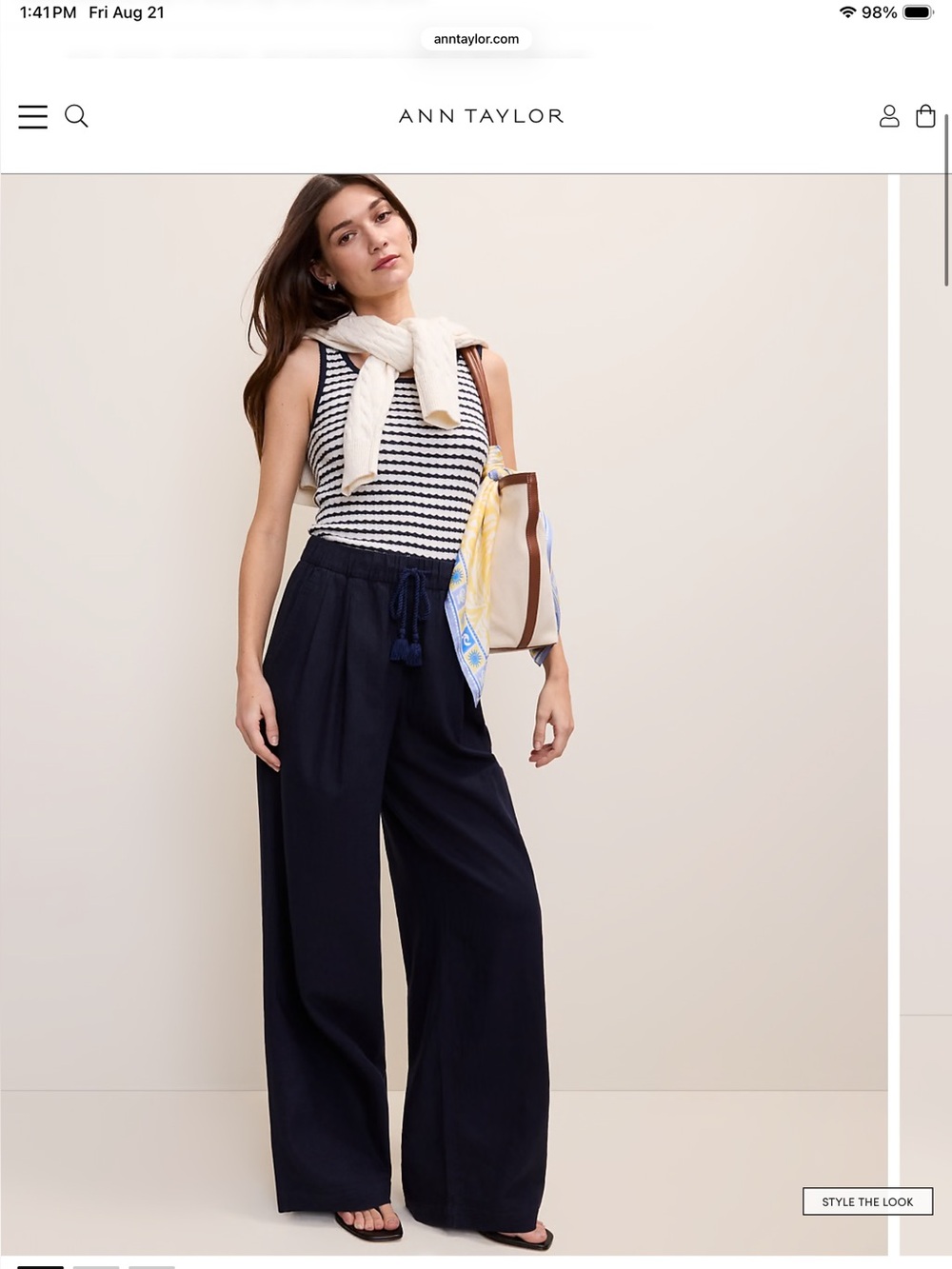 Petite Weekend Easy Fit Wide-leg Pant In Linen Blend